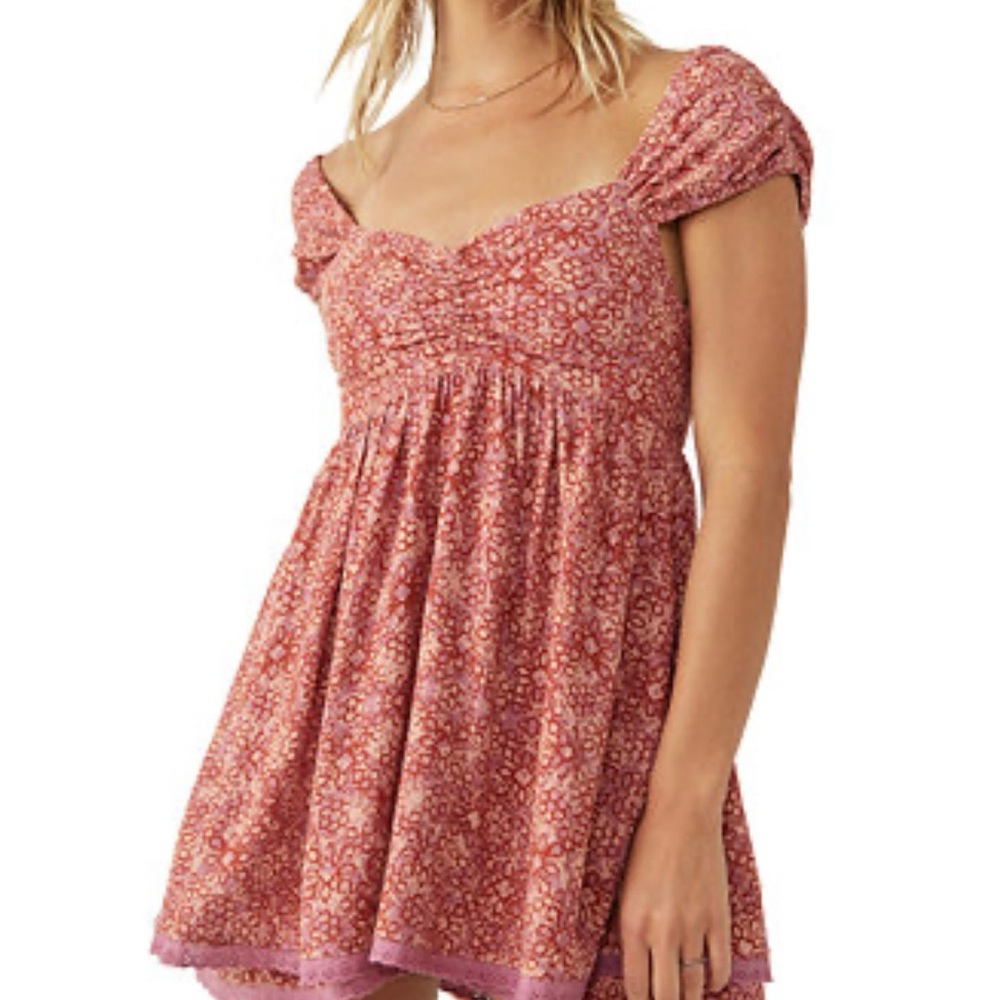 NWOT. Free People Pink Floral Mini Dress